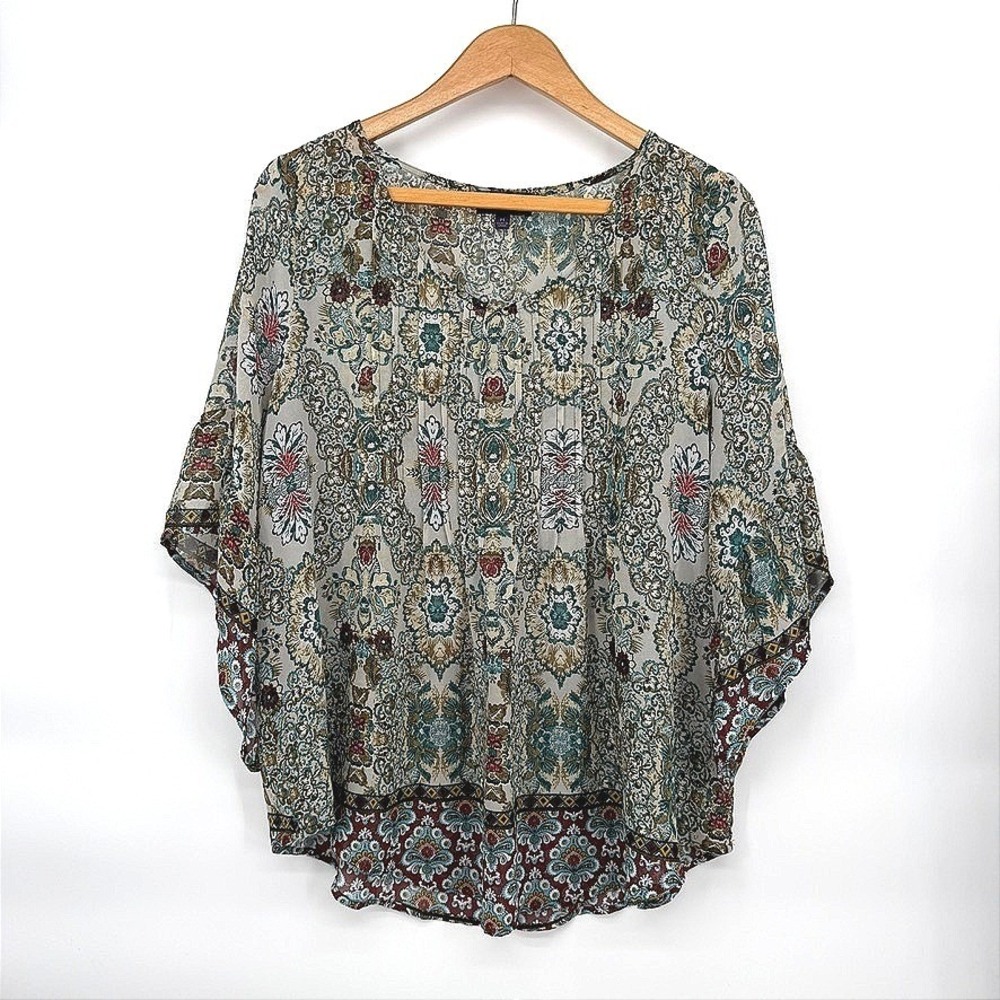 Artesia Blouse Paisley Floral Sheer Boho Top‎ Flowy Semi Sheer Maximalist Medium